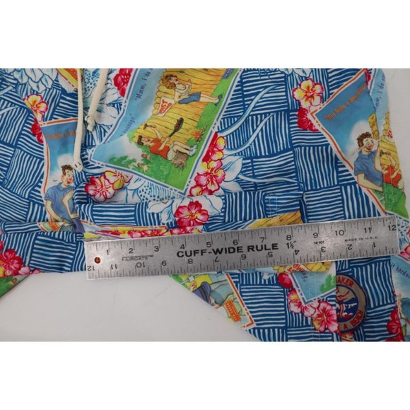 Ted Baker Swim Trunks Mens 5 Hawaiian Camp Board Shorts Drawstring fun postcard - Picture 13 of 16
